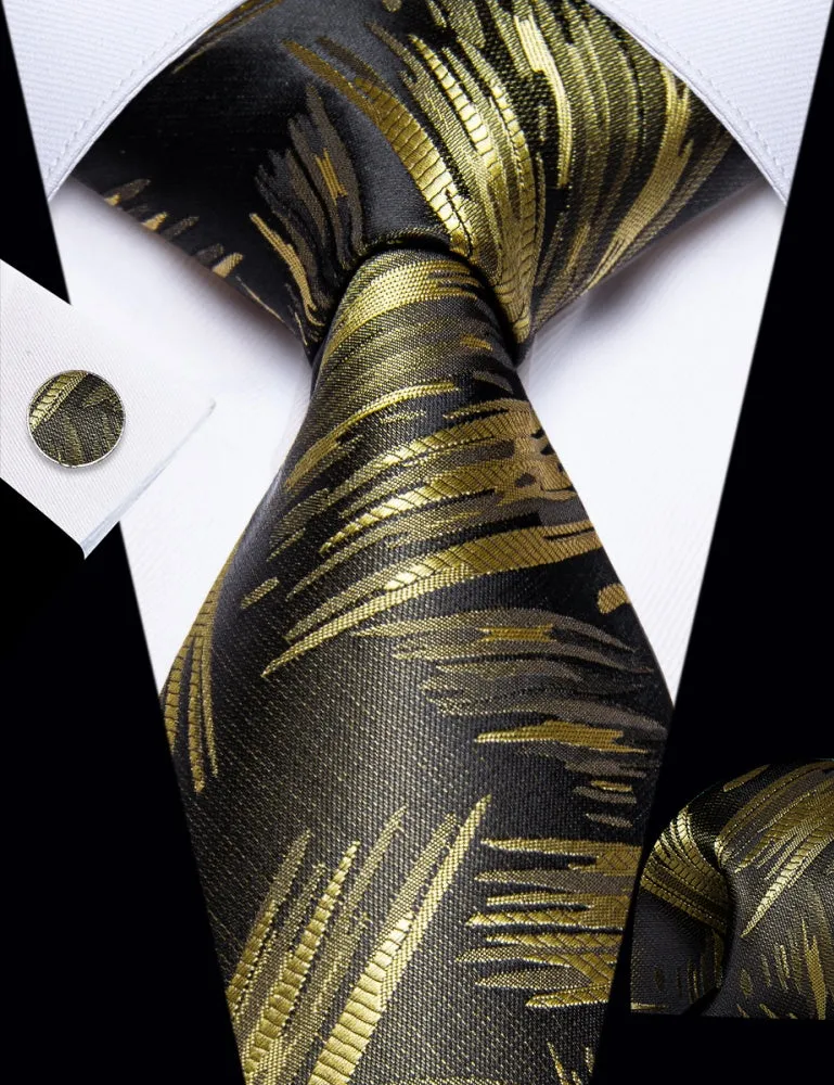 Ties2you Gold Brown Novelty Woven Men's Necktie Hanky Cufflinks Set sold by Ties2You product image thumbnail 2