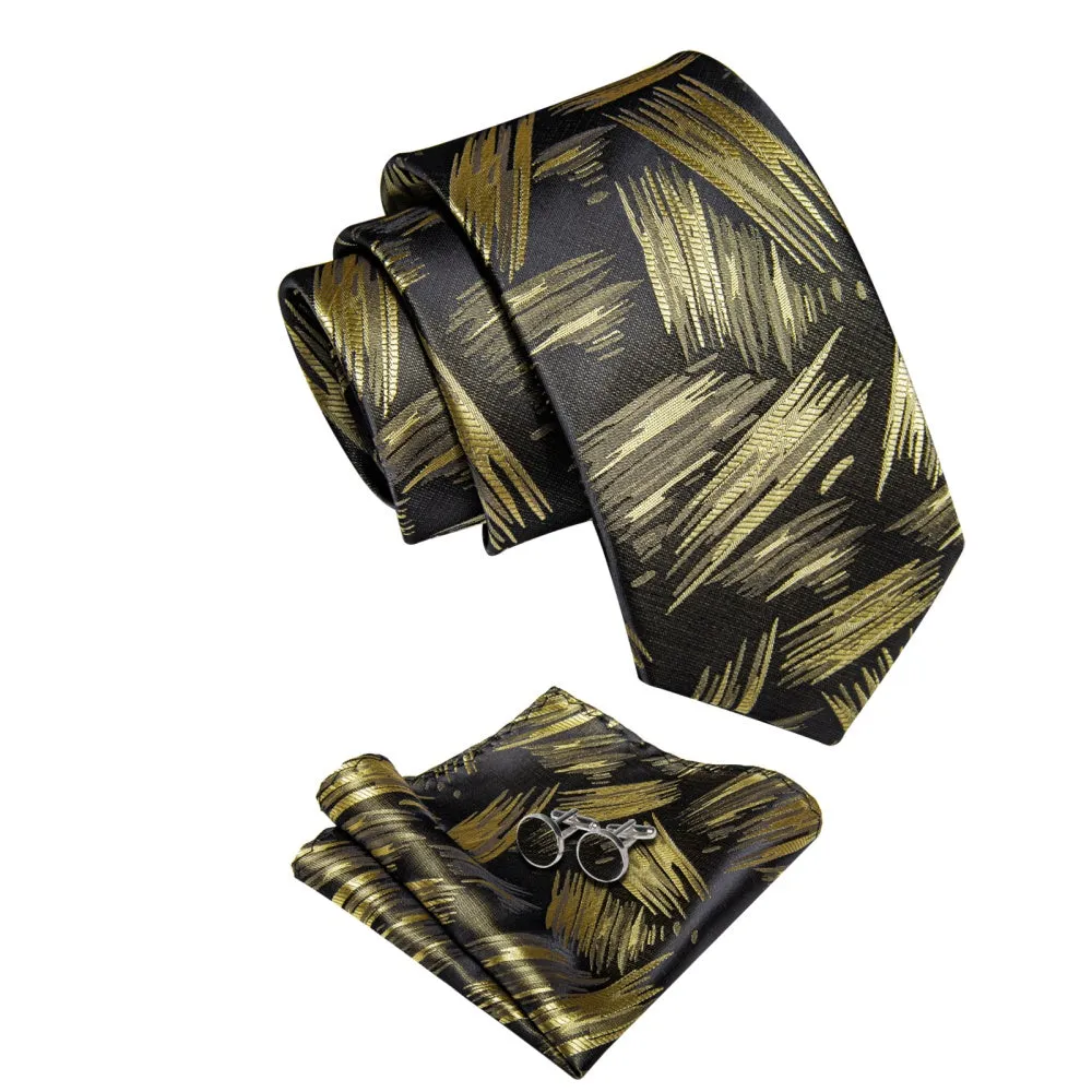 Ties2you Gold Brown Novelty Woven Men's Necktie Hanky Cufflinks Set sold by Ties2You product image thumbnail 3