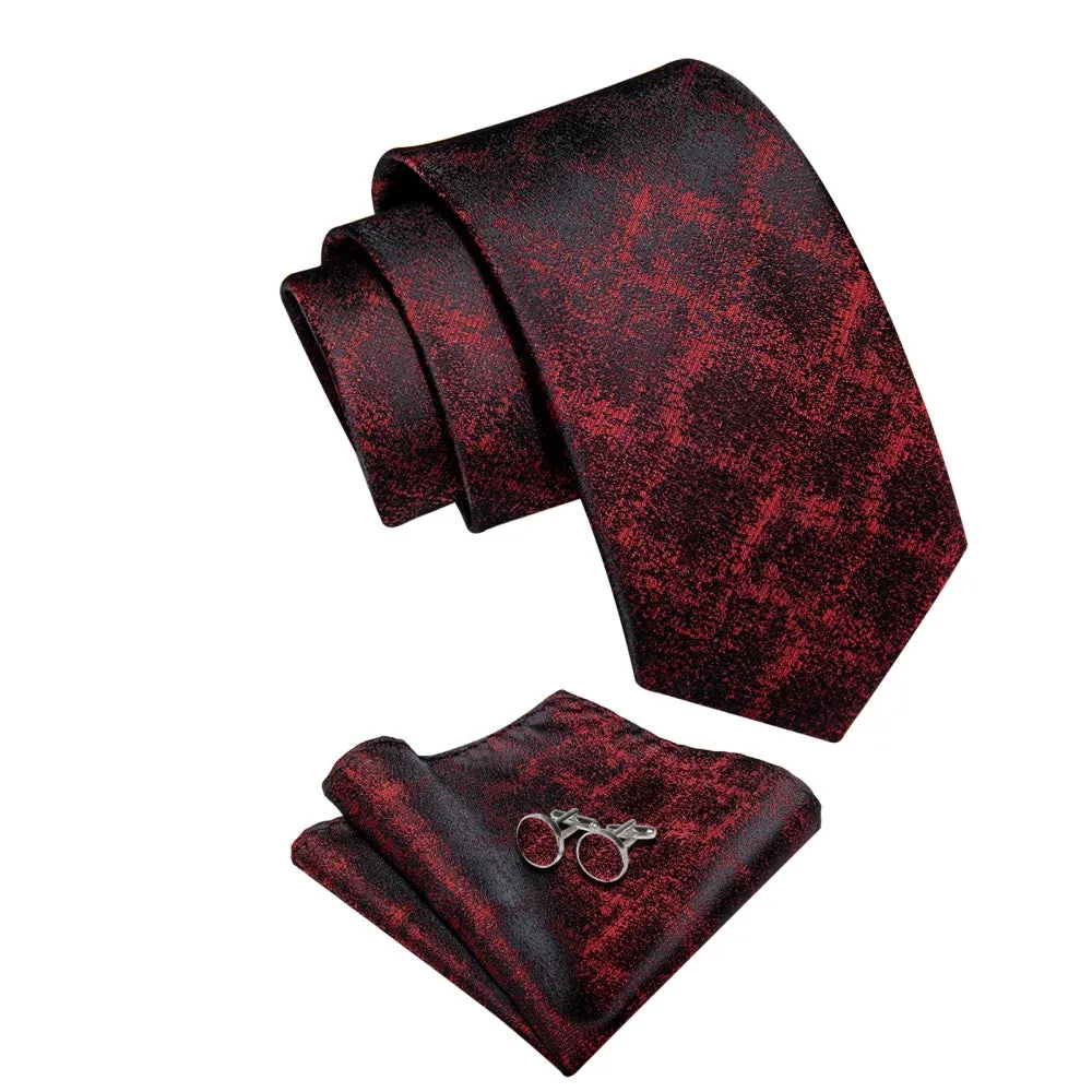 Ties2you Gradient Red Black Plaid Necktie Pocket Square Cufflinks Set sold by Ties2You product image thumbnail 3