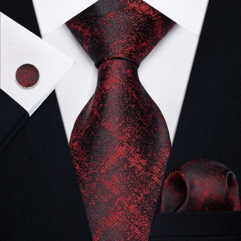 Ties2you Gradient Red Black Plaid Necktie Pocket Square Cufflinks Set sold by Ties2You