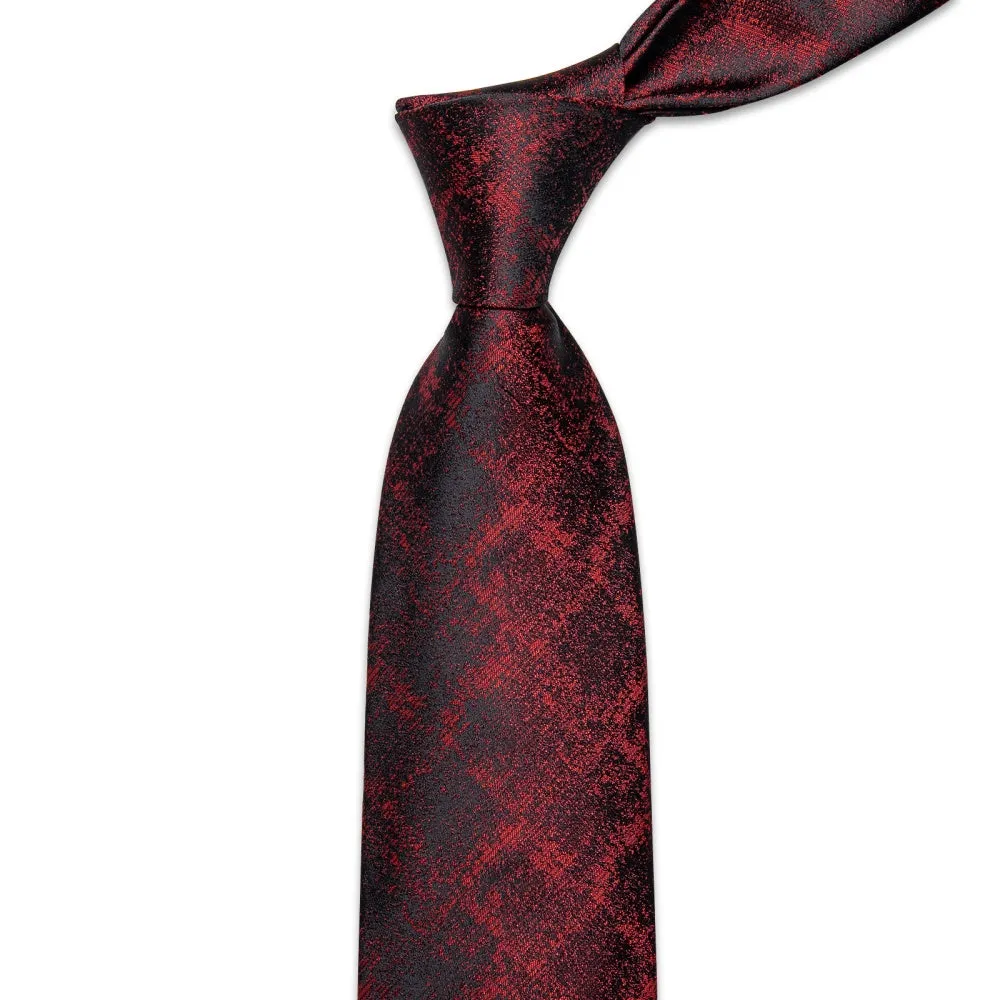 Ties2you Gradient Red Black Plaid Necktie Pocket Square Cufflinks Set sold by Ties2You product image thumbnail 4