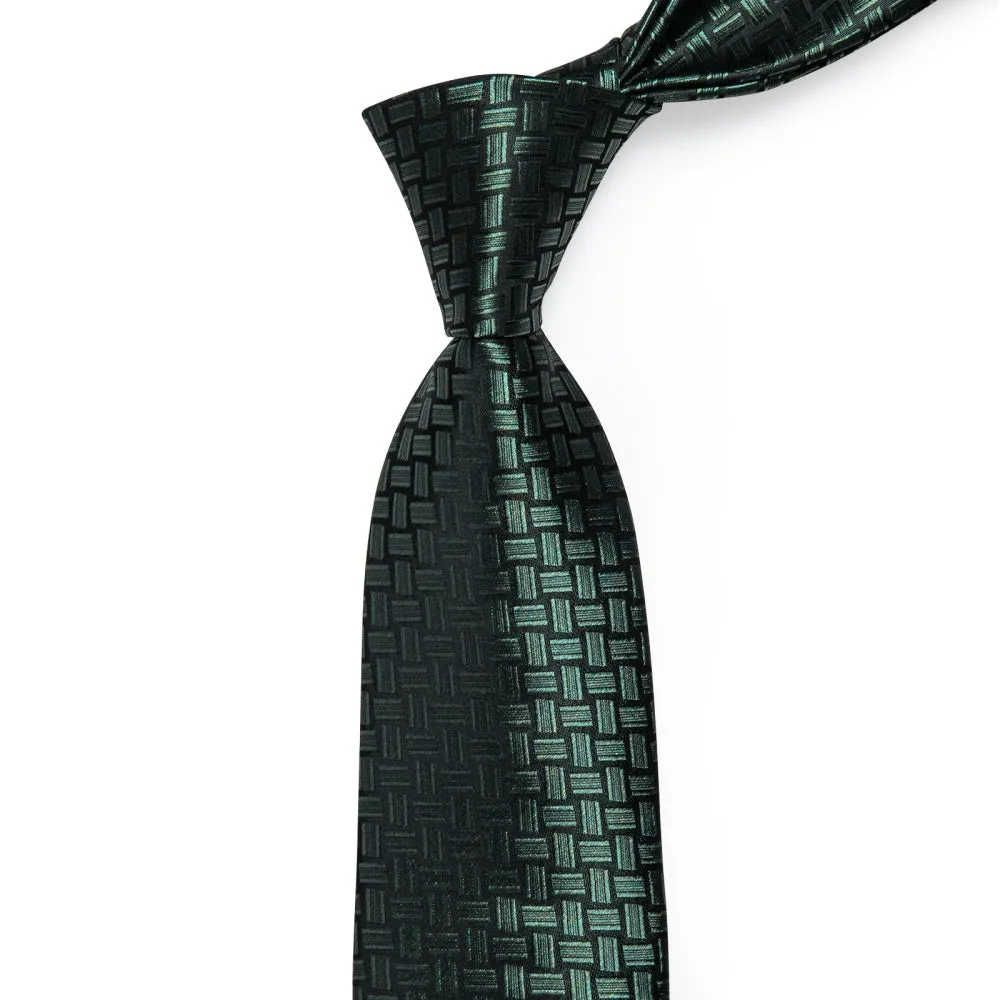 Ties2you Green Black Novelty Rectangle Men's Tie Hanky Cufflinks Set sold by Ties2You product image thumbnail 5