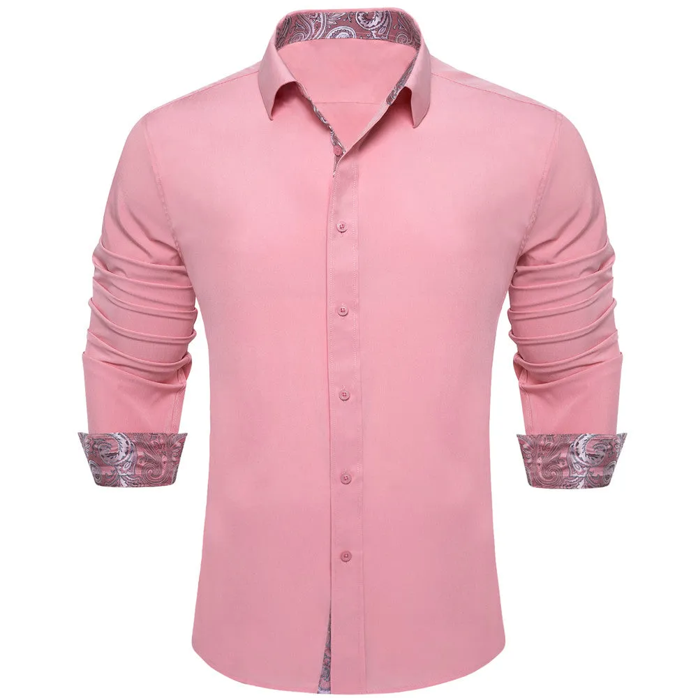 Ties2you Mens Orange Splicing Dress Shirt Business Regular Fit Long Sleeve Shirt sold by Ties2You product image thumbnail 4