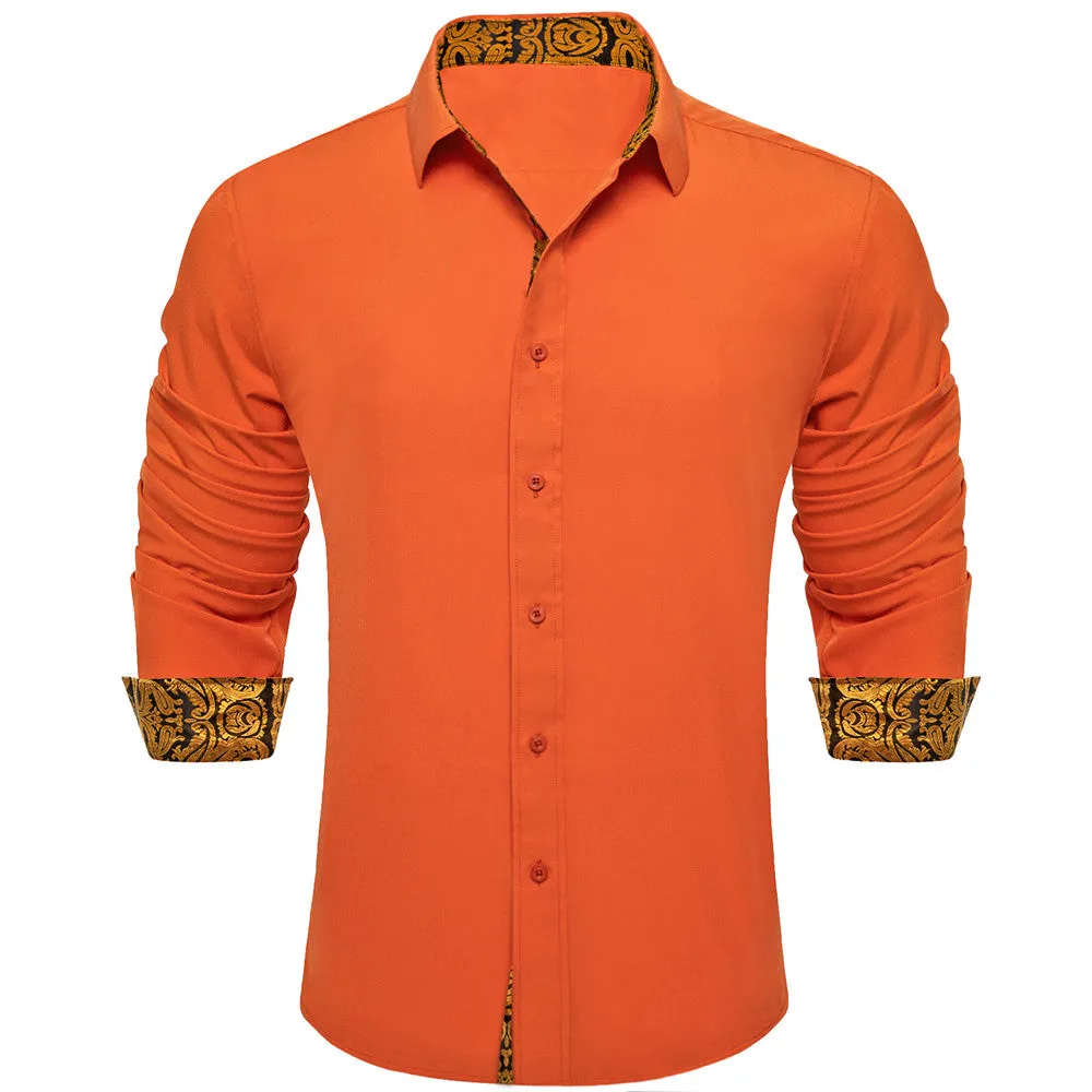 Ties2you Mens Orange Splicing Dress Shirt Business Regular Fit Long Sleeve Shirt sold by Ties2You