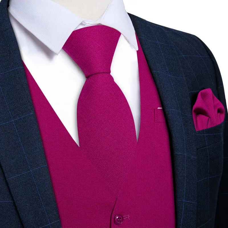 Ties2you Red Violet Solid Jacquard Men's Vest Necktie Bowtie Set made by Ties2You