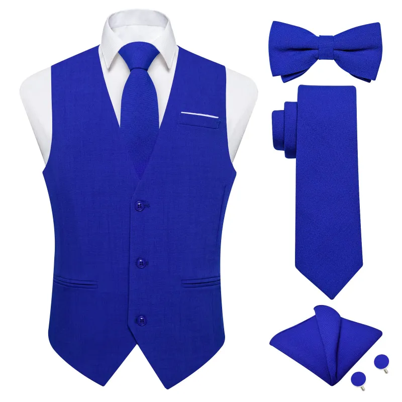 Ties2you UA Blue Green Solid Jacquard Men's Vest Necktie Bowtie Set made by Ties2You