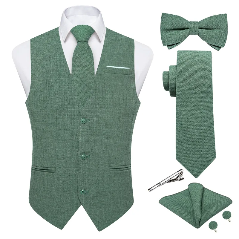Ties2you Hooker Green Solid Jacquard Men's Vest Necktie Bowtie Set sold by Ties2You