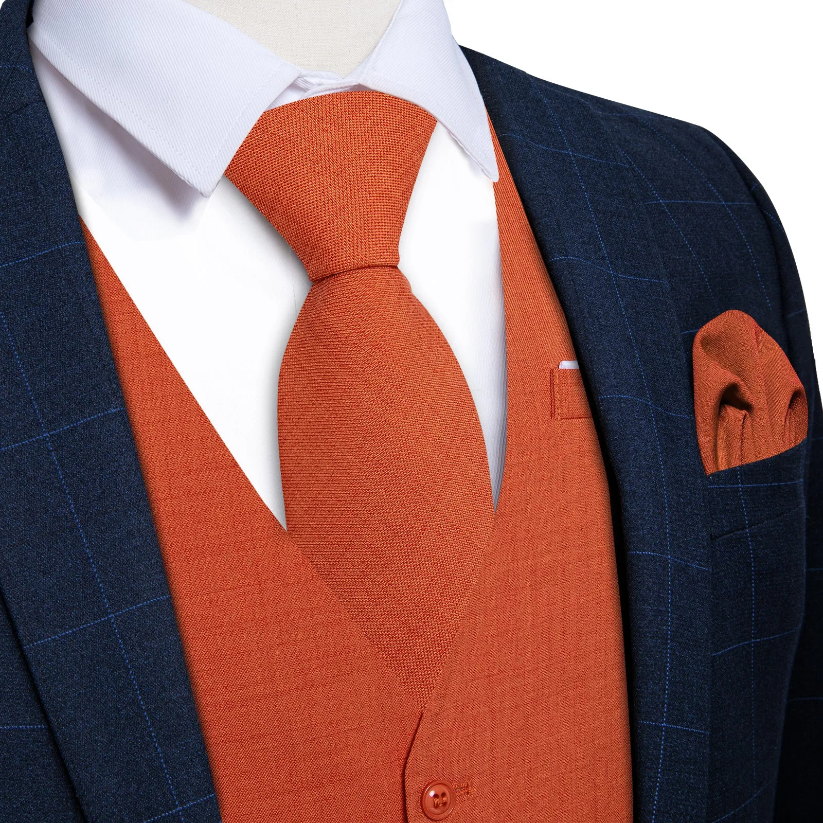 Ties2you Orange Solid Jacquard Men's Vest Necktie Bowtie Set sold by Ties2You product image thumbnail 2