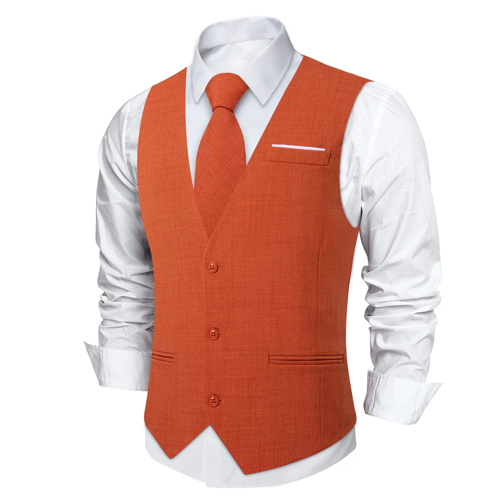 Ties2you Orange Solid Jacquard Men's Vest Necktie Bowtie Set sold by Ties2You product image thumbnail 4