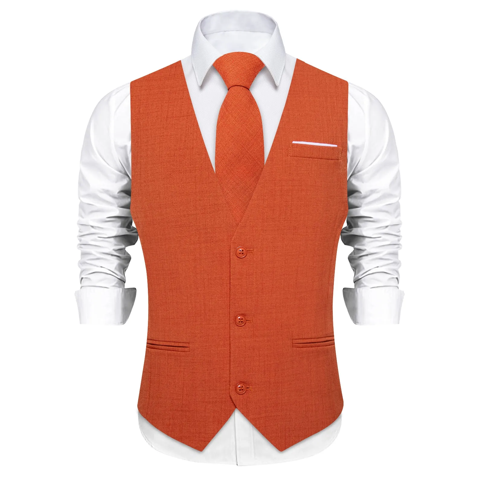 Ties2you Orange Solid Jacquard Men's Vest Necktie Bowtie Set sold by Ties2You product image thumbnail 3