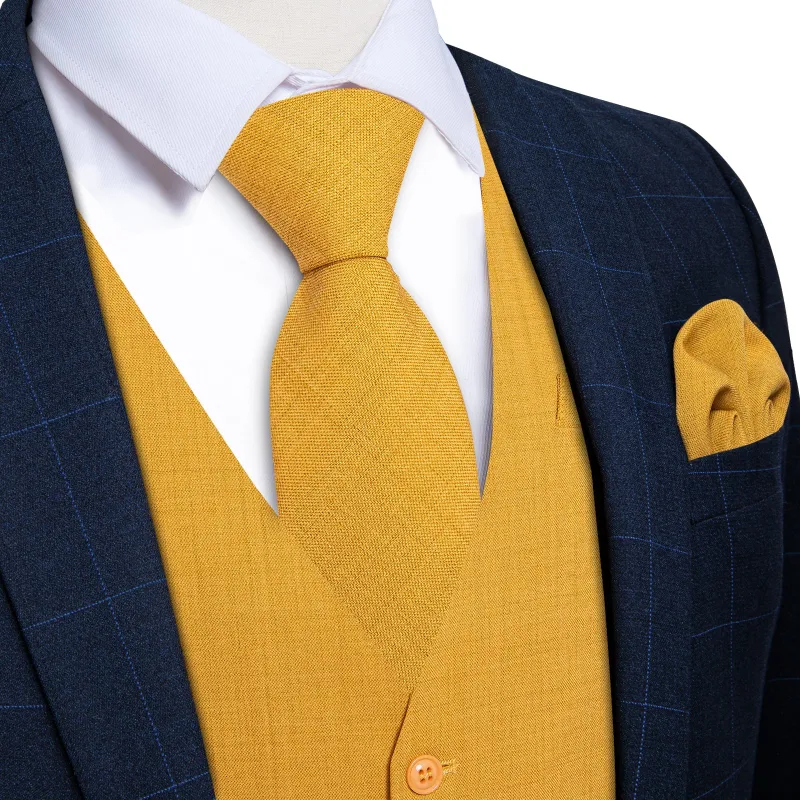 Ties2you  Selected Yellow Solid Jacquard Men's Vest Necktie Bowtie Set sold by Ties2You