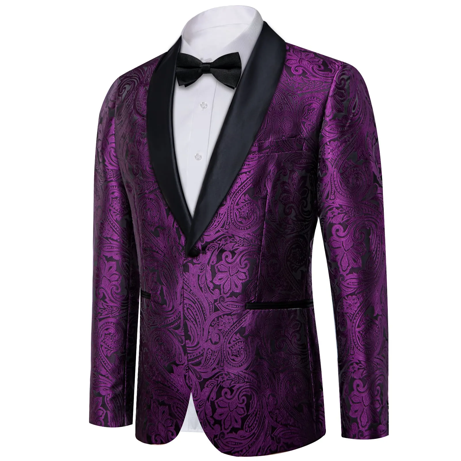 Ties2you Dress Suit Deep Purple Paisley Shawl Collar Silk Prom Suit for Men sold by Ties2You product image thumbnail 2