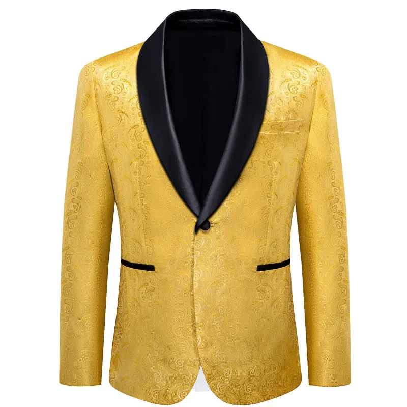 Ties2you Dress Suit Urobilin Yellow Paisley Shawl Collar Silk Prom Suit for Men sold by Ties2You