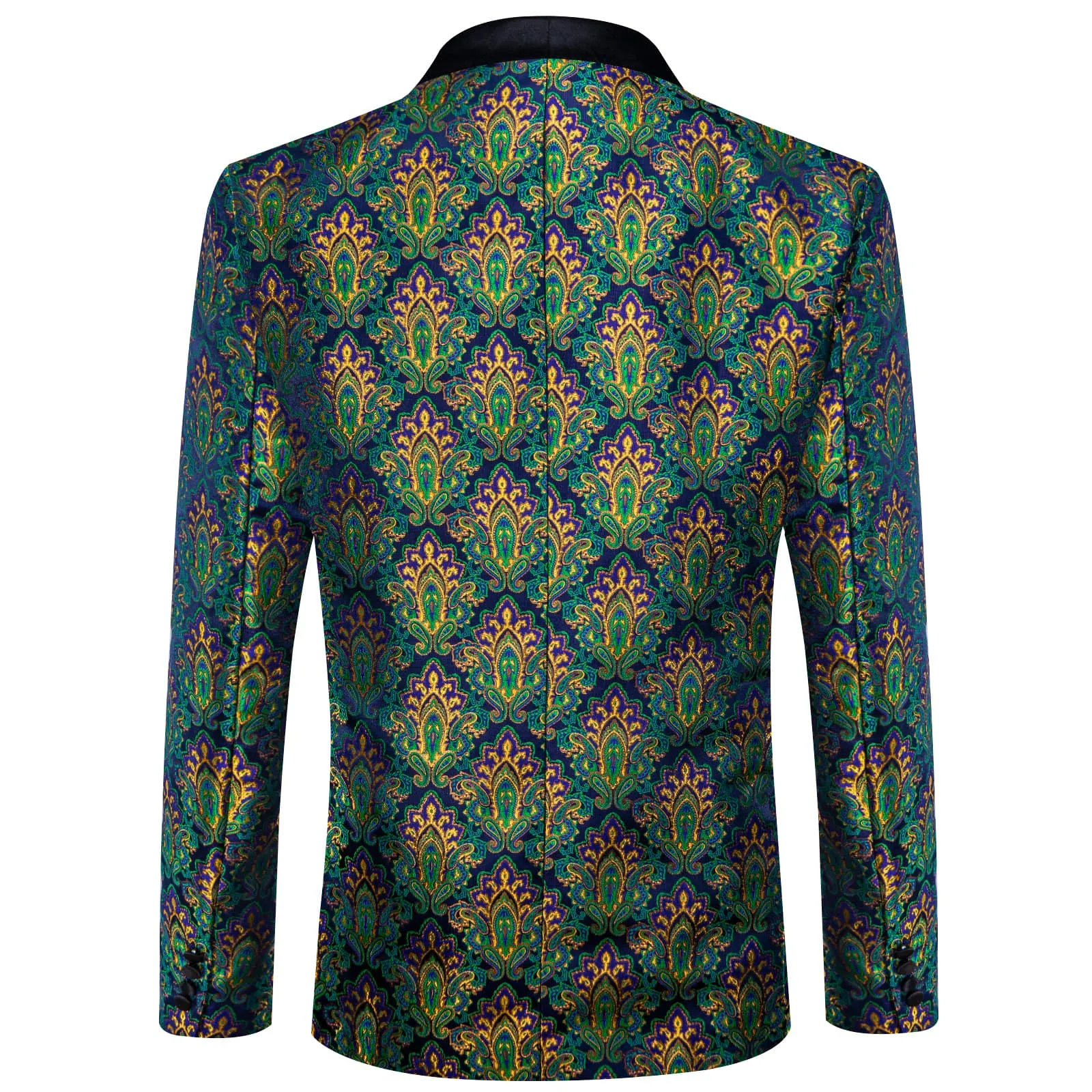 Ties2you Dress Suit Blue Green Paisley Shawl Collar Silk Prom Suit for Men sold by Ties2You product image thumbnail 3