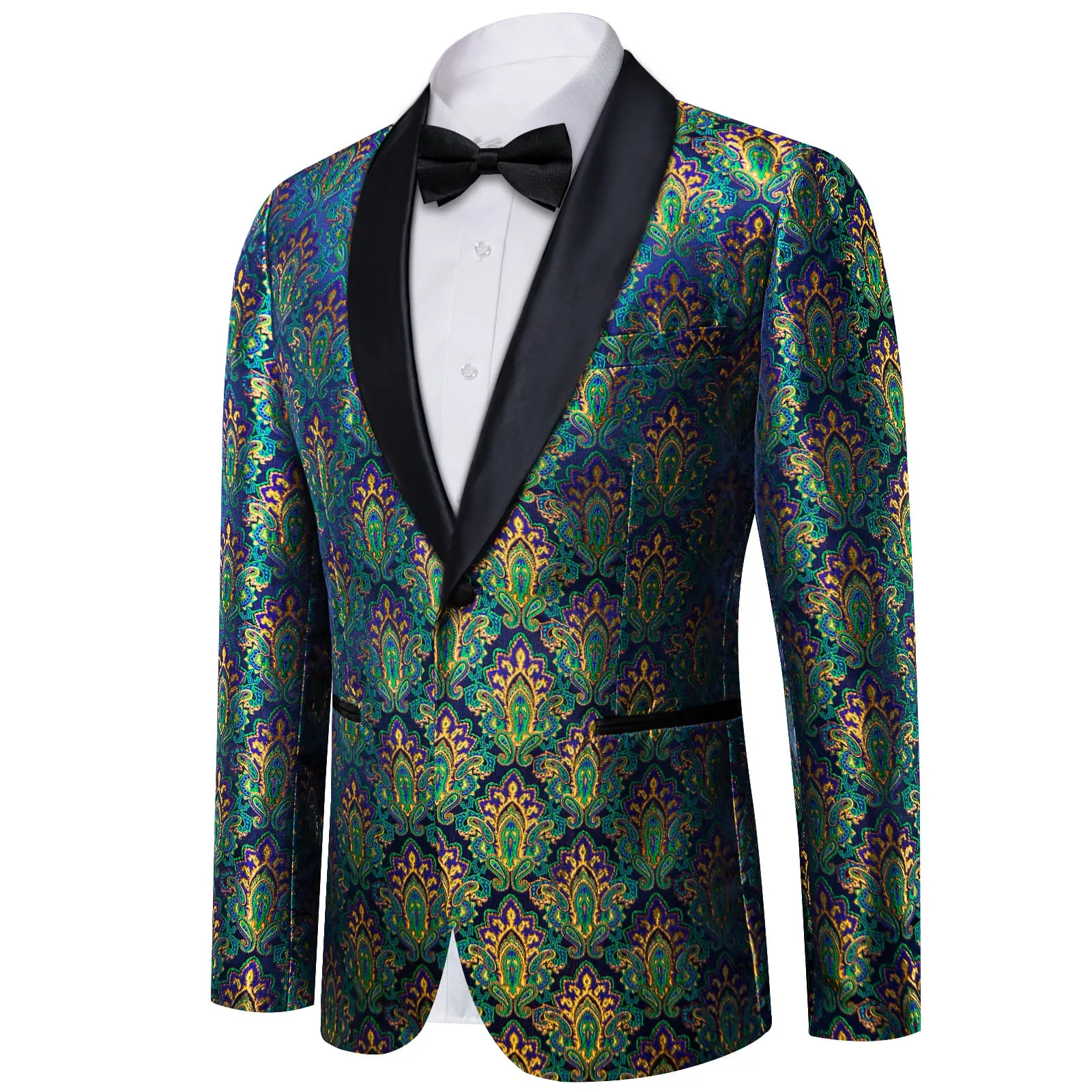 Ties2you Dress Suit Blue Green Paisley Shawl Collar Silk Prom Suit for Men sold by Ties2You product image thumbnail 2