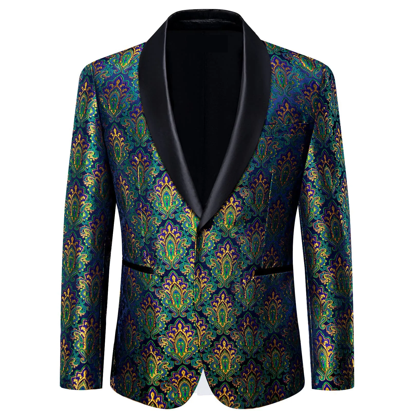 Ties2you Dress Suit Blue Green Paisley Shawl Collar Silk Prom Suit for Men sold by Ties2You