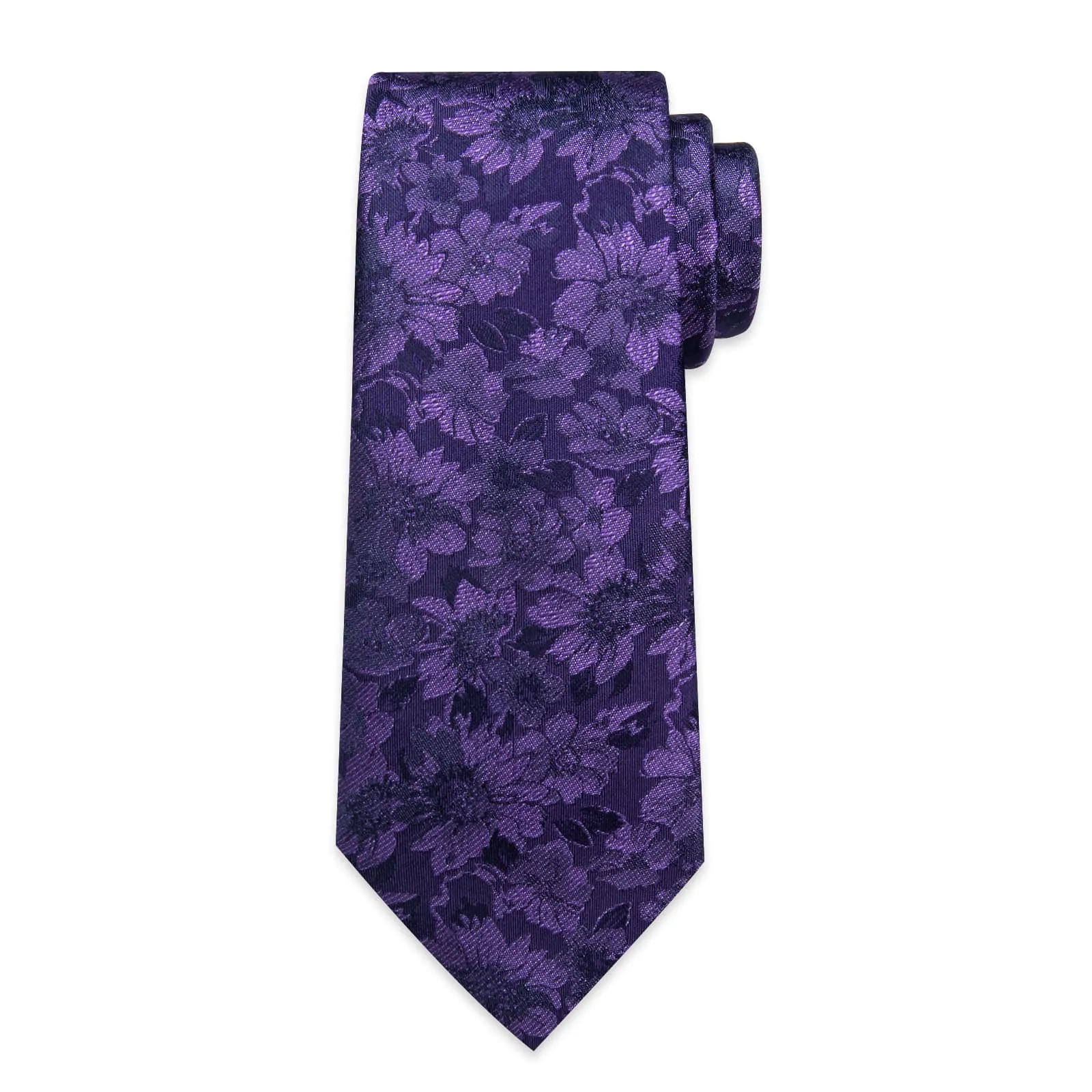 Ties2you Dress Tie Dark Purple Floral Silk Mens Necktie Handkerchief Cufflinks Set sold by Ties2You product image thumbnail 5