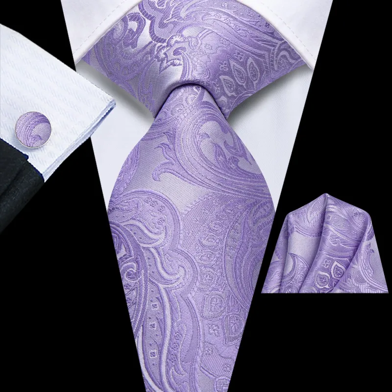 Ties2you Silk Necktie Light Purple Floral Mens Work Dress Tie Set sold by Ties2You