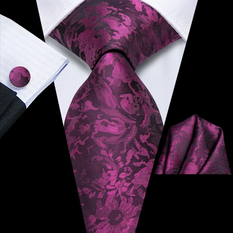 Ties2you Silk Necktie Dark Purple Floral Mens Work Dress Tie Set sold by Ties2You