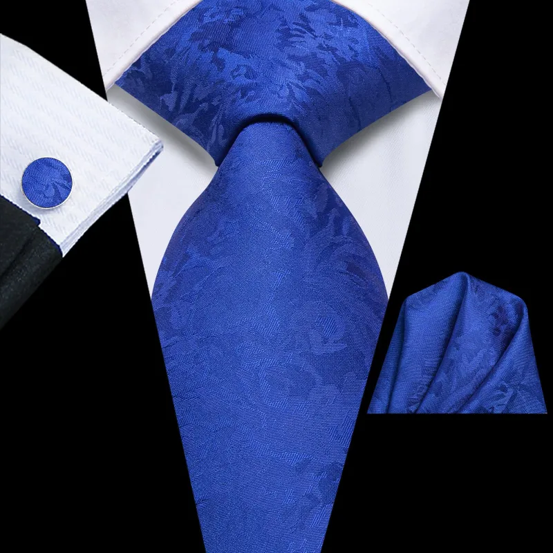 Ties2you Silk Necktie Cobalt Blue Floral Mens Work Dress Tie Set sold by Ties2You