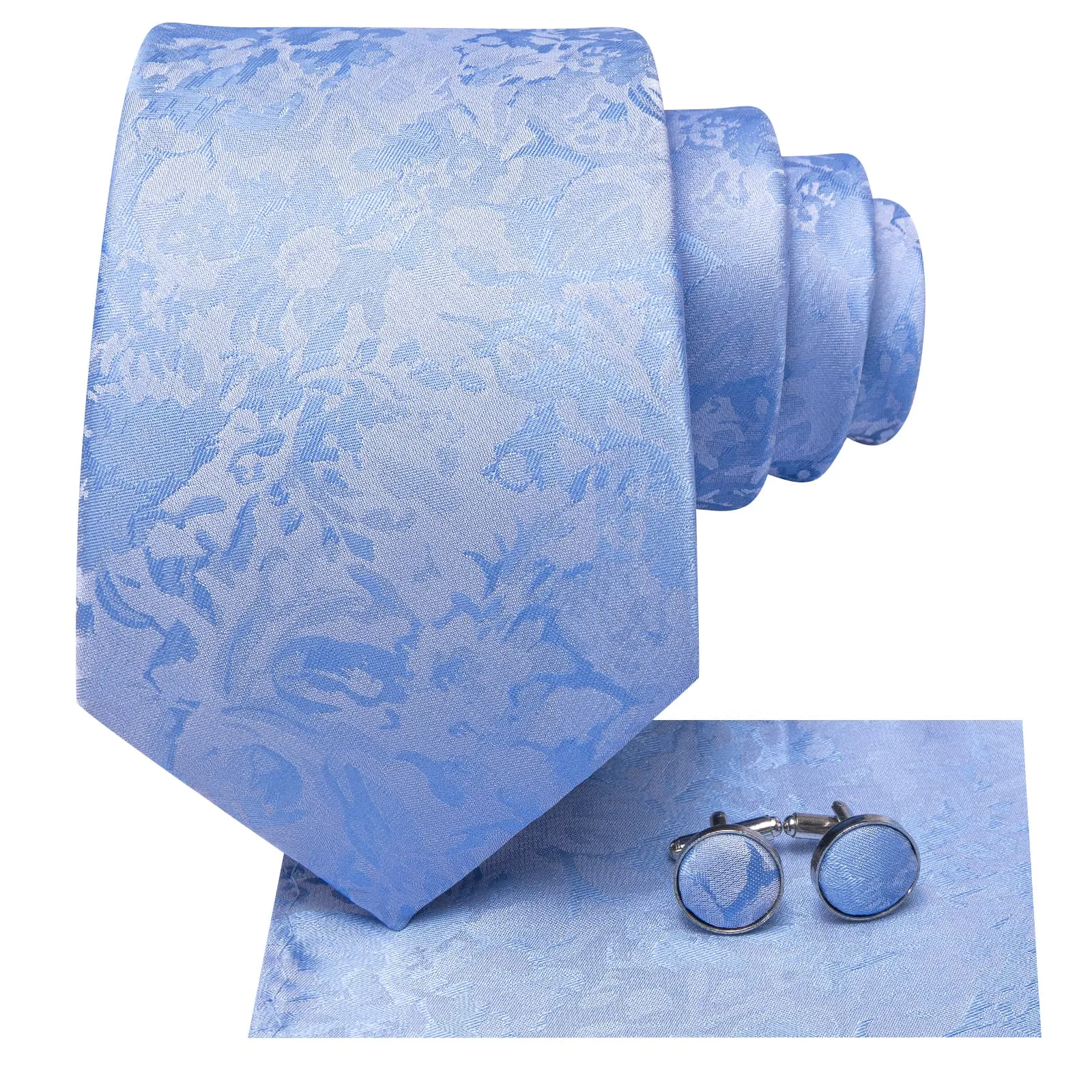 Ties2you Silk Necktie Sky Blue Floral Mens Dress Work Tie Set sold by Ties2You product image thumbnail 3