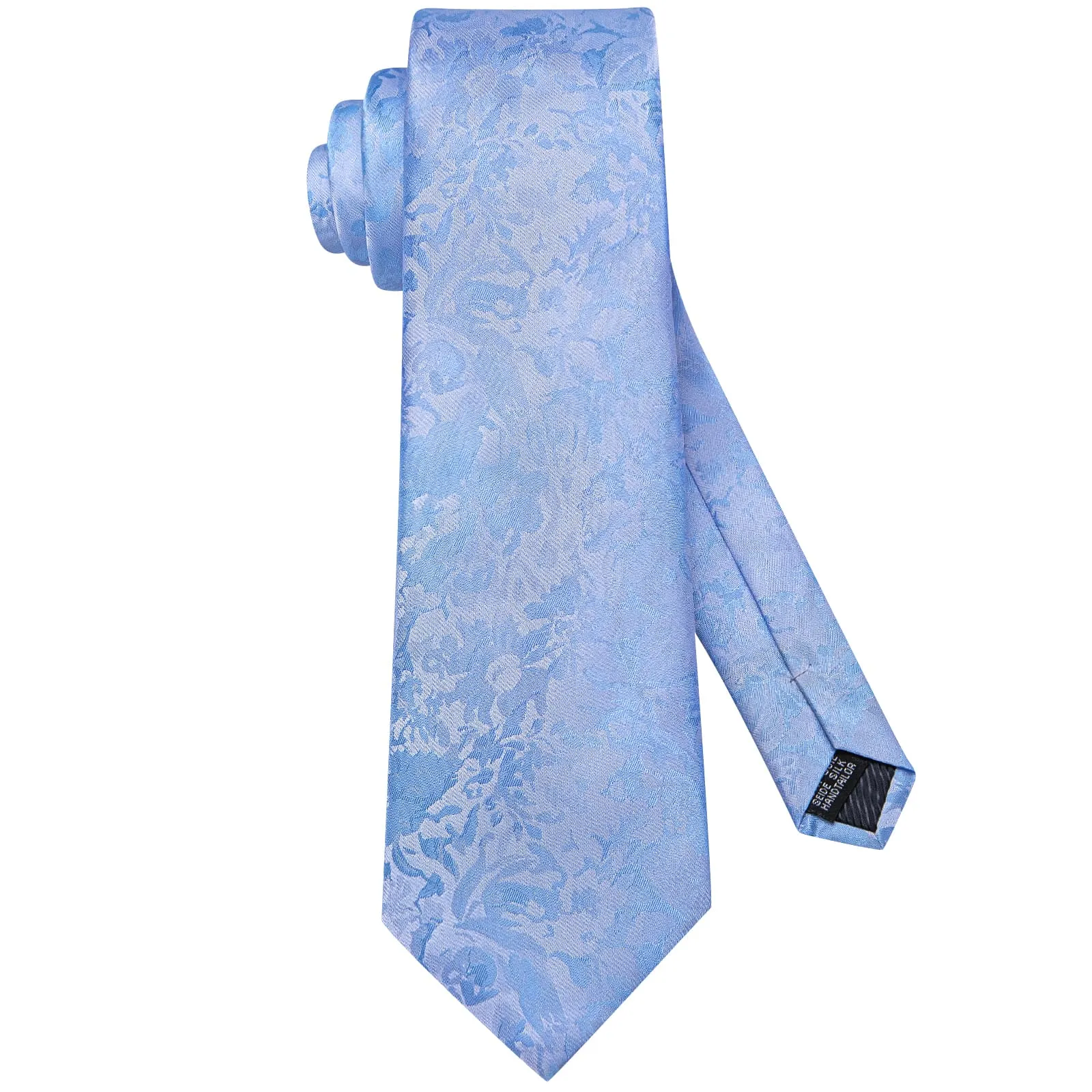 Ties2you Silk Necktie Sky Blue Floral Mens Dress Work Tie Set sold by Ties2You product image thumbnail 4