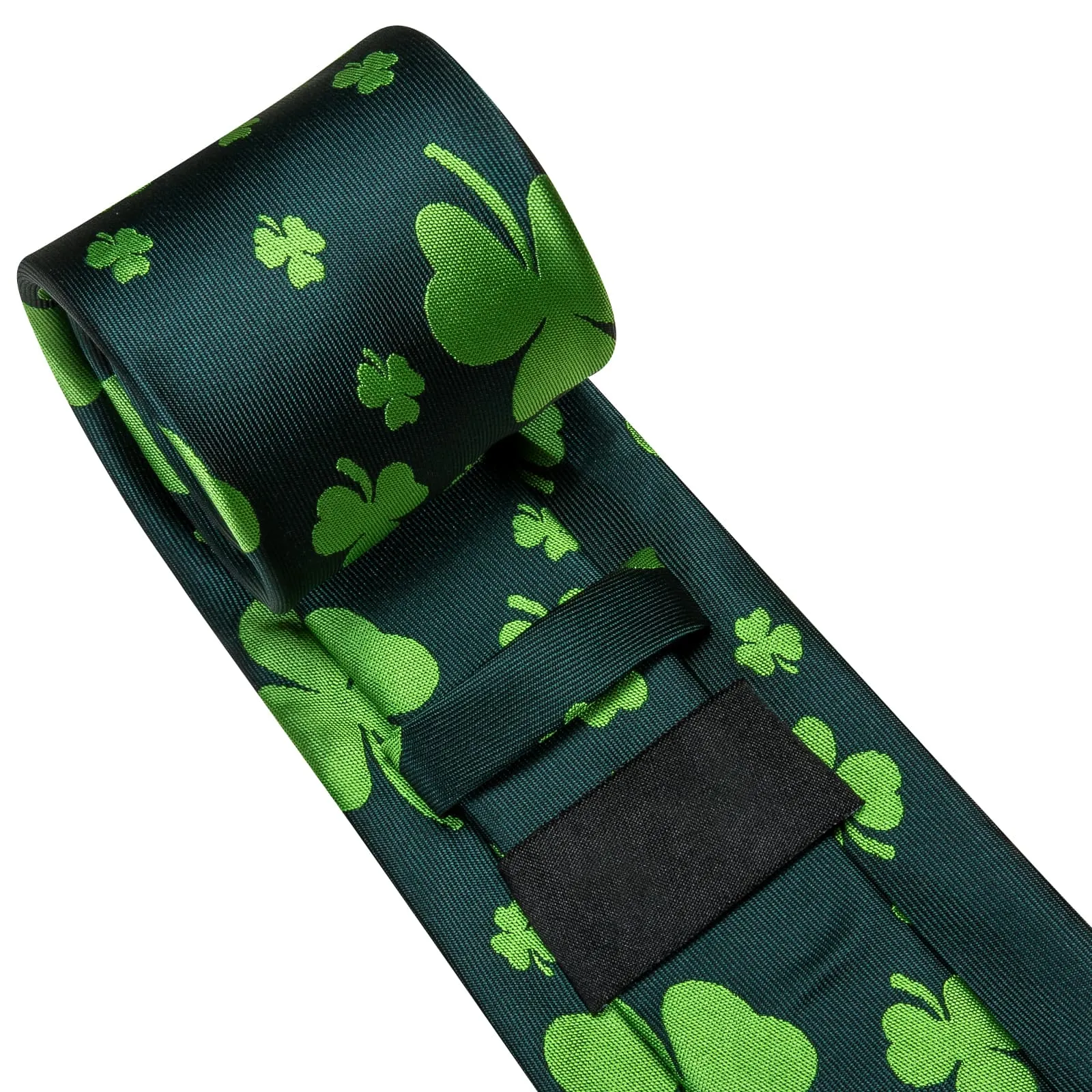 Ties2you Silk Necktie Dark Green Novelty Shamrock Pattern Mens Casual Tie Set sold by Ties2You product image thumbnail 5