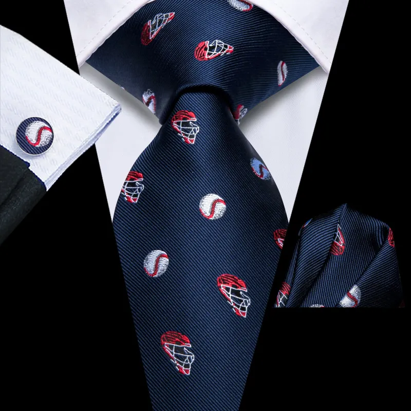 Ties2you Silk Necktie Dark Blue Fun Novelty Baseball Casual Mens Tie Set sold by Ties2You