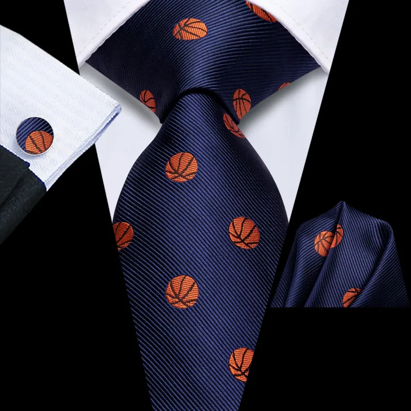 Ties2you Silk Necktie Deep Blue Fun Novelty Football Casual Mens Tie Set sold by Ties2You