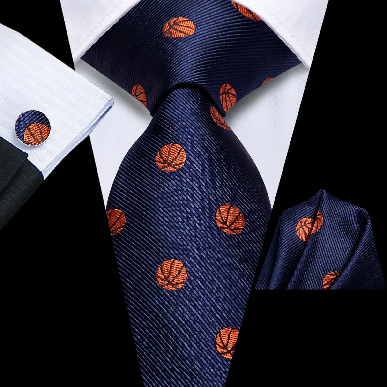 Ties2you Silk Necktie Deep Blue Fun Novelty Football Casual Mens Tie Set sold by Ties2You
