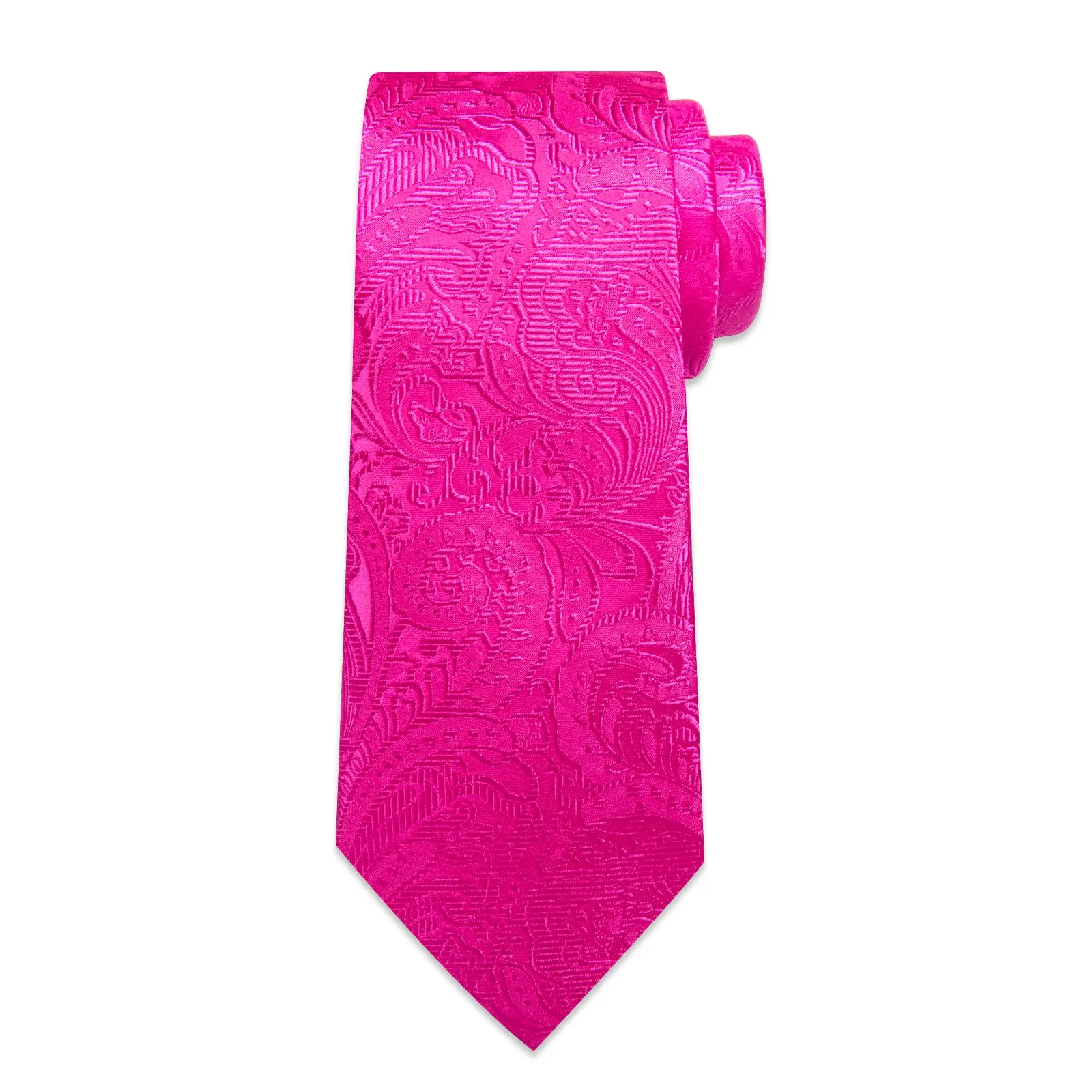 Ties2you Silk Tie Hot Pink Paisley Mens Necktie Pocket Square Cufflinks Set sold by Ties2You product image thumbnail 5