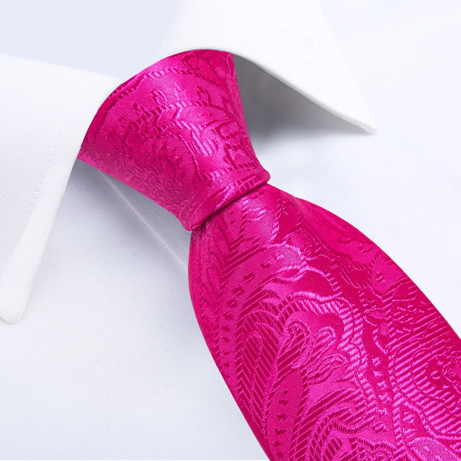 Ties2you Silk Tie Hot Pink Paisley Mens Necktie Pocket Square Cufflinks Set sold by Ties2You product image thumbnail 3