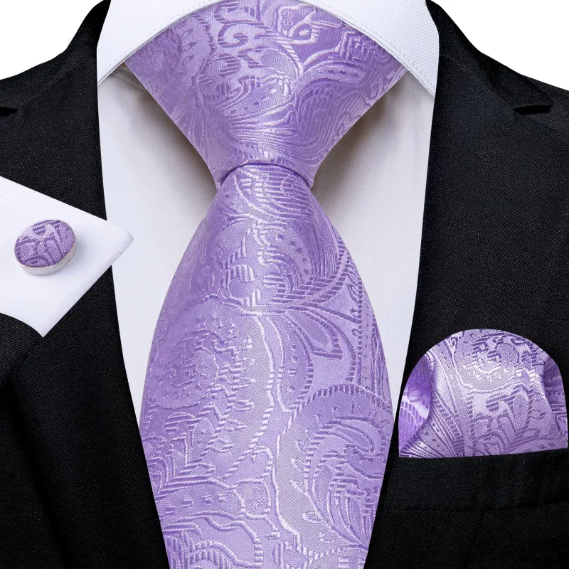 Ties2you Silk Tie Lavender Purple Paisley Mens Necktie Pocket Square Cufflinks Set sold by Ties2You