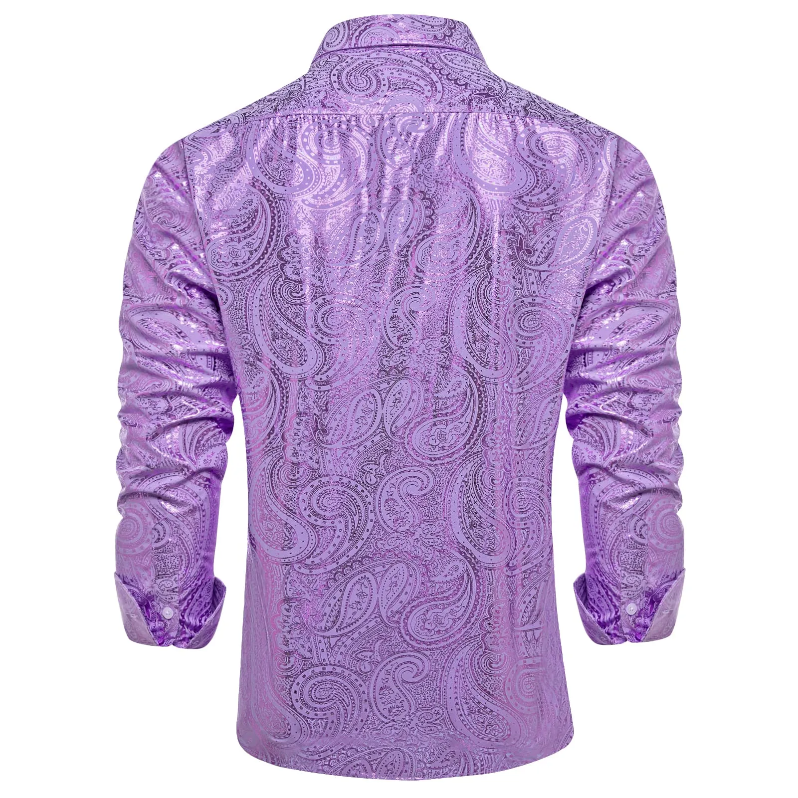 Ties2you Mens Paisley Dress Shirt Lavender Silk Long Sleeve Button Down Shirt sold by Ties2You product image thumbnail 5