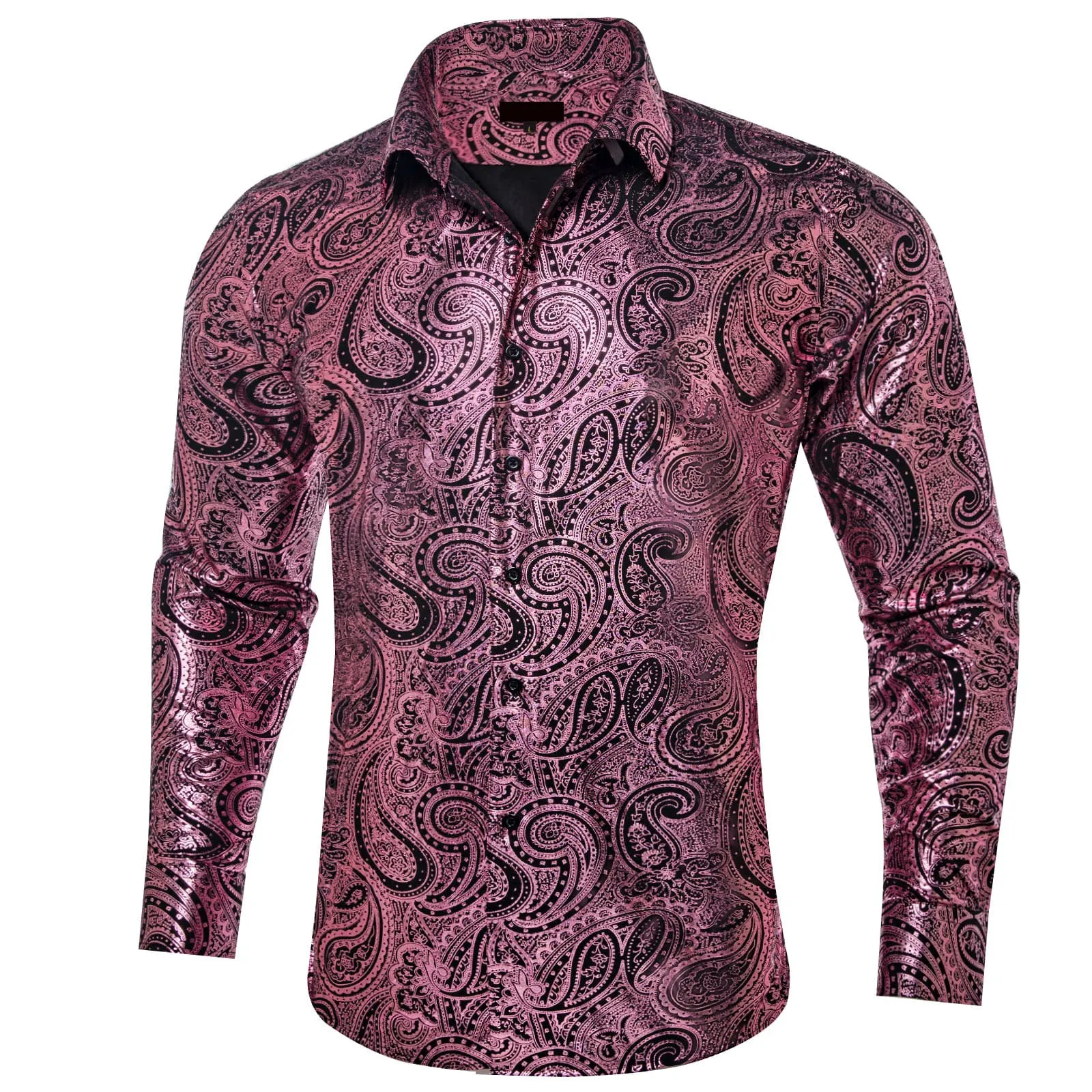 Ties2you Dress Shirt Blush Pink Paisley Hot Stamping Long Sleeve Mens Shirt sold by Ties2You product image thumbnail 2