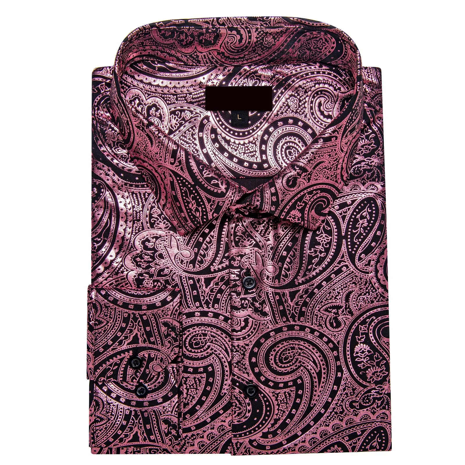 Ties2you Dress Shirt Blush Pink Paisley Hot Stamping Long Sleeve Mens Shirt sold by Ties2You product image thumbnail 3