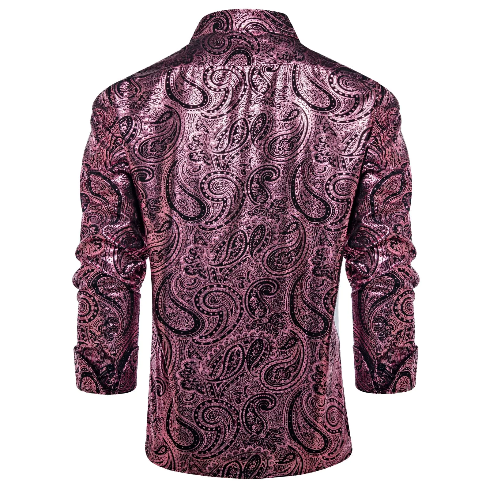 Ties2you Dress Shirt Blush Pink Paisley Hot Stamping Long Sleeve Mens Shirt sold by Ties2You product image thumbnail 5