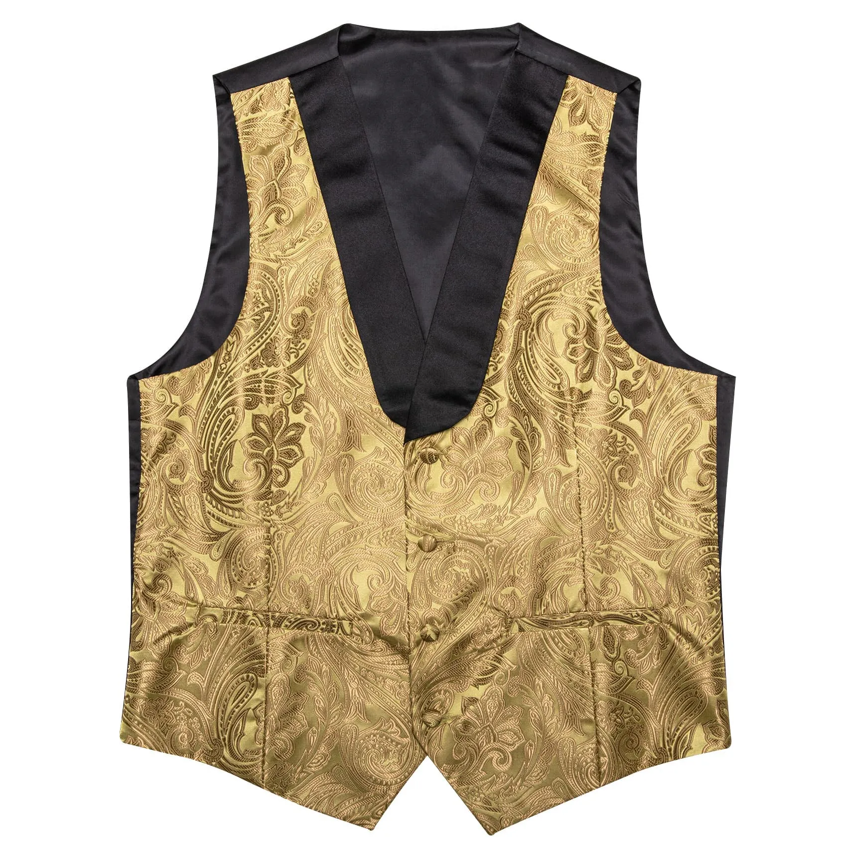 Ties2you Tuxedo Vest Gold Paisley Black Shawl Collar Silk Dress Vest for Men sold by Ties2You product image thumbnail 4
