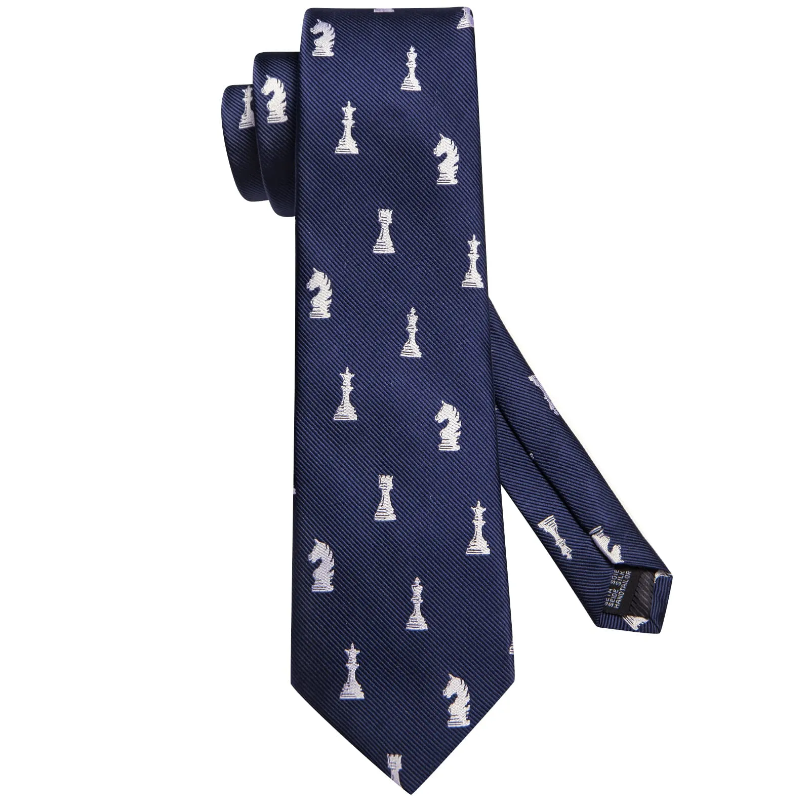 Ties2you Silk Tie Navy Blue Chess Game Pieces Novelty Mens Tie Pocket Square Cufflinks Set sold by Ties2You product image thumbnail 3