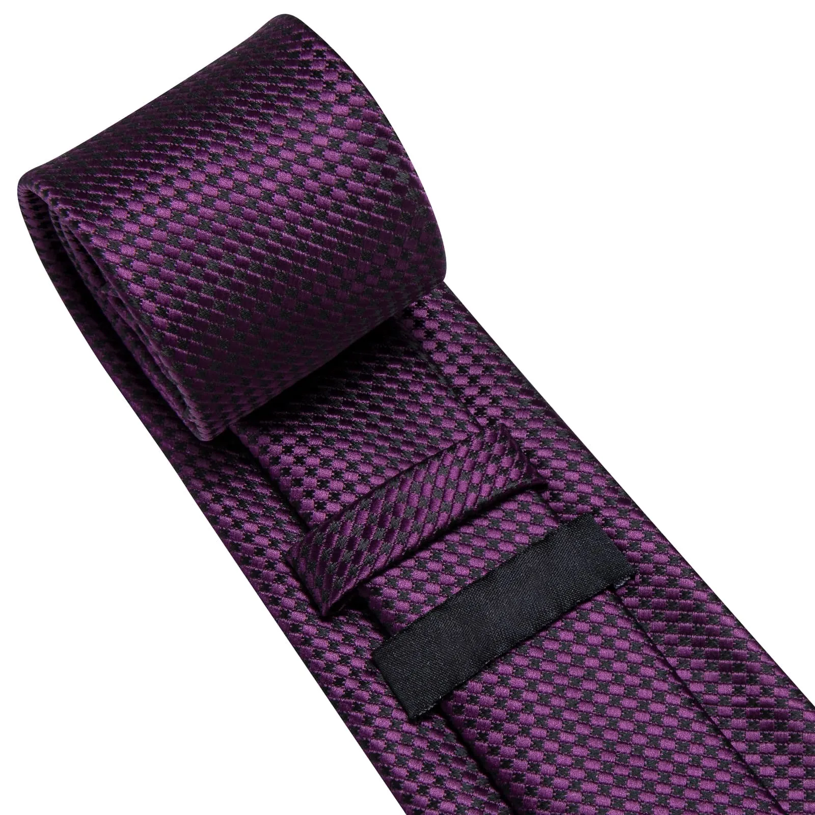 Ties2you Silk Tie Deep Purple Plaid Mens Tie Pocket Square Cufflinks Set sold by Ties2You product image thumbnail 4
