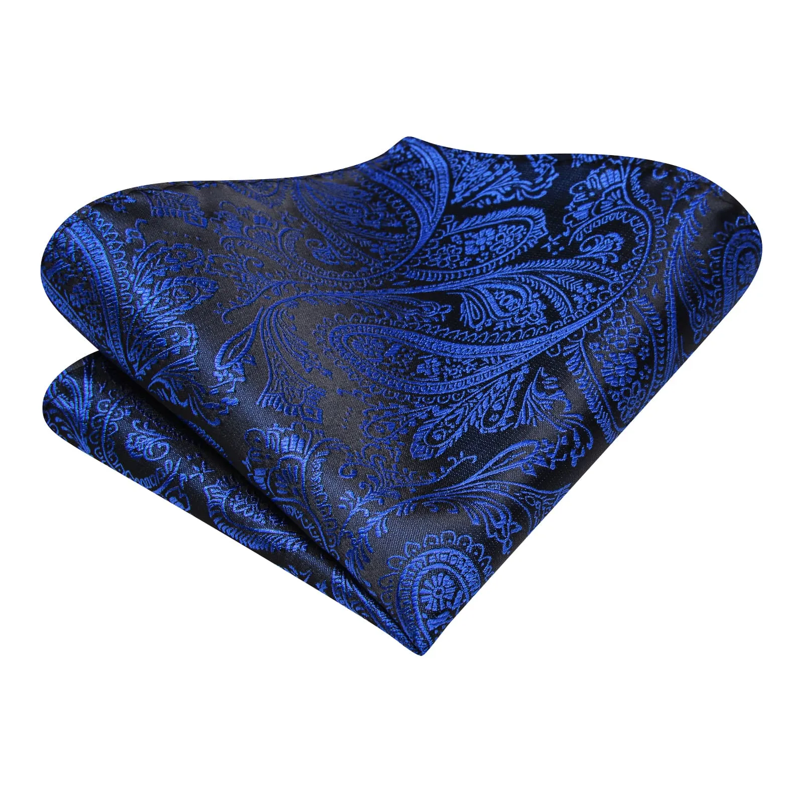 Ties2you Silk Tie Black Navy Blue Paisley Mens Tie Pocket Square Cufflinks Set sold by Ties2You product image thumbnail 5