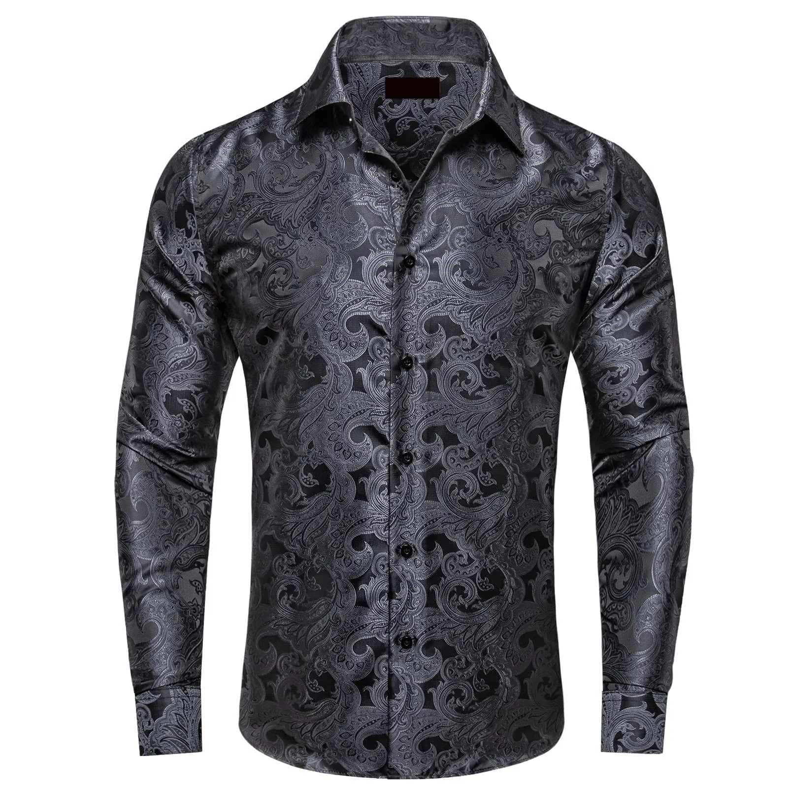 Ties2you Mens Black Casual Shirt Floral Silk Long Sleeve Button Down Shirts sold by Ties2You