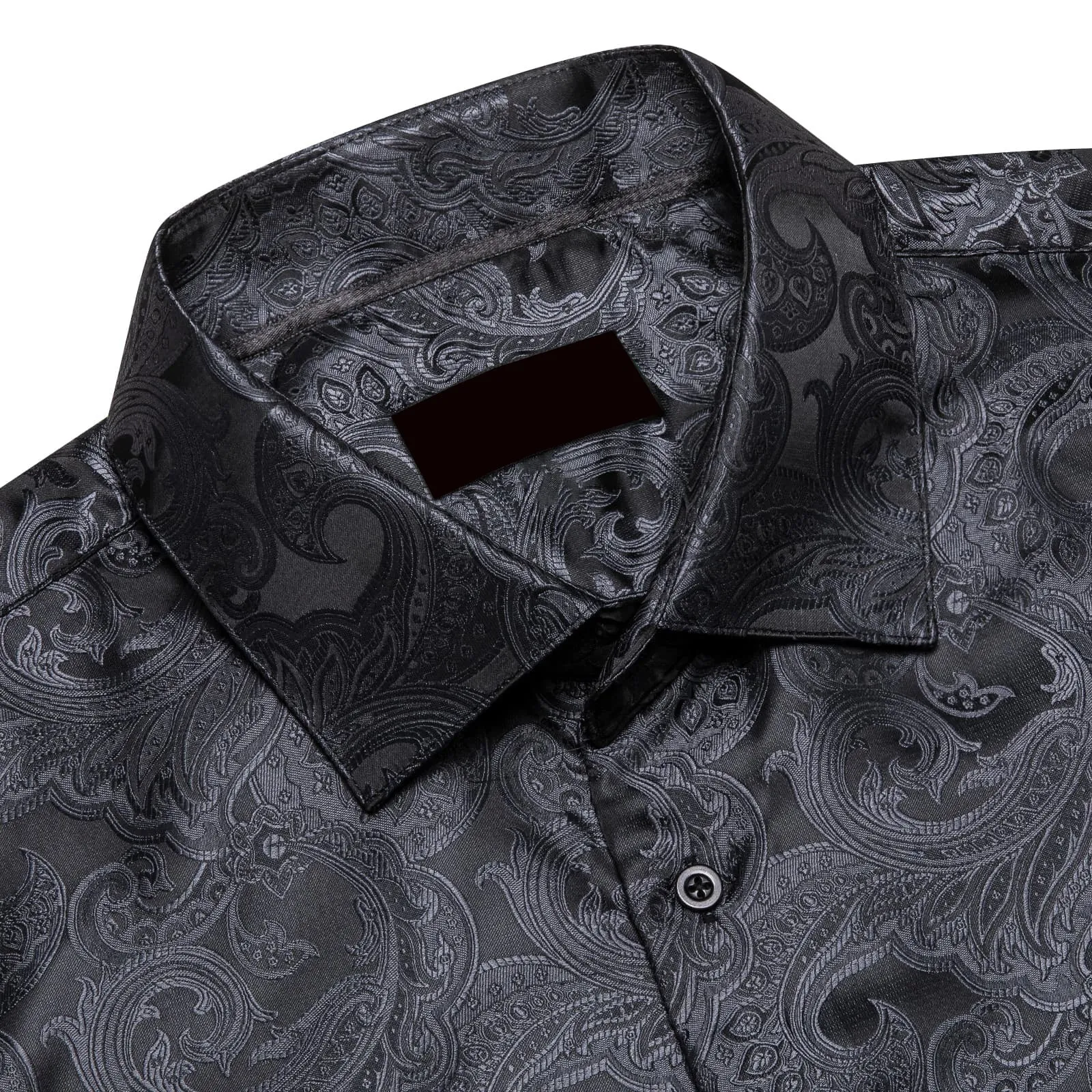 Ties2you Mens Black Casual Shirt Floral Silk Long Sleeve Button Down Shirts sold by Ties2You product image thumbnail 2