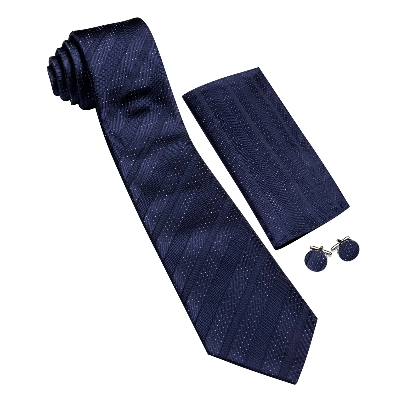 Ties2you Silk Necktie Prussian Blue Striped Pattern Mens Work Tie Set sold by Ties2You product image thumbnail 5