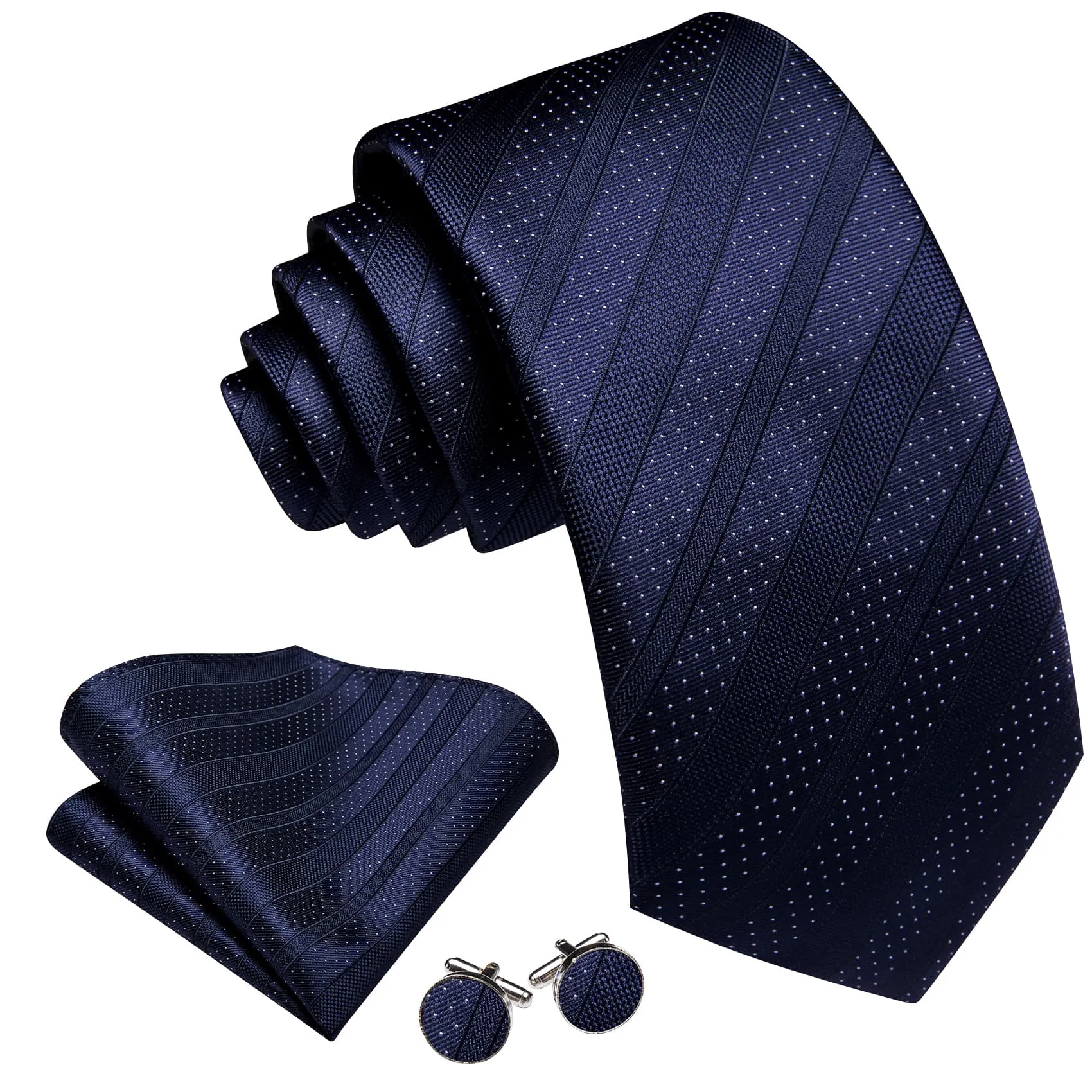 Ties2you Silk Necktie Prussian Blue Striped Pattern Mens Work Tie Set sold by Ties2You product image thumbnail 2