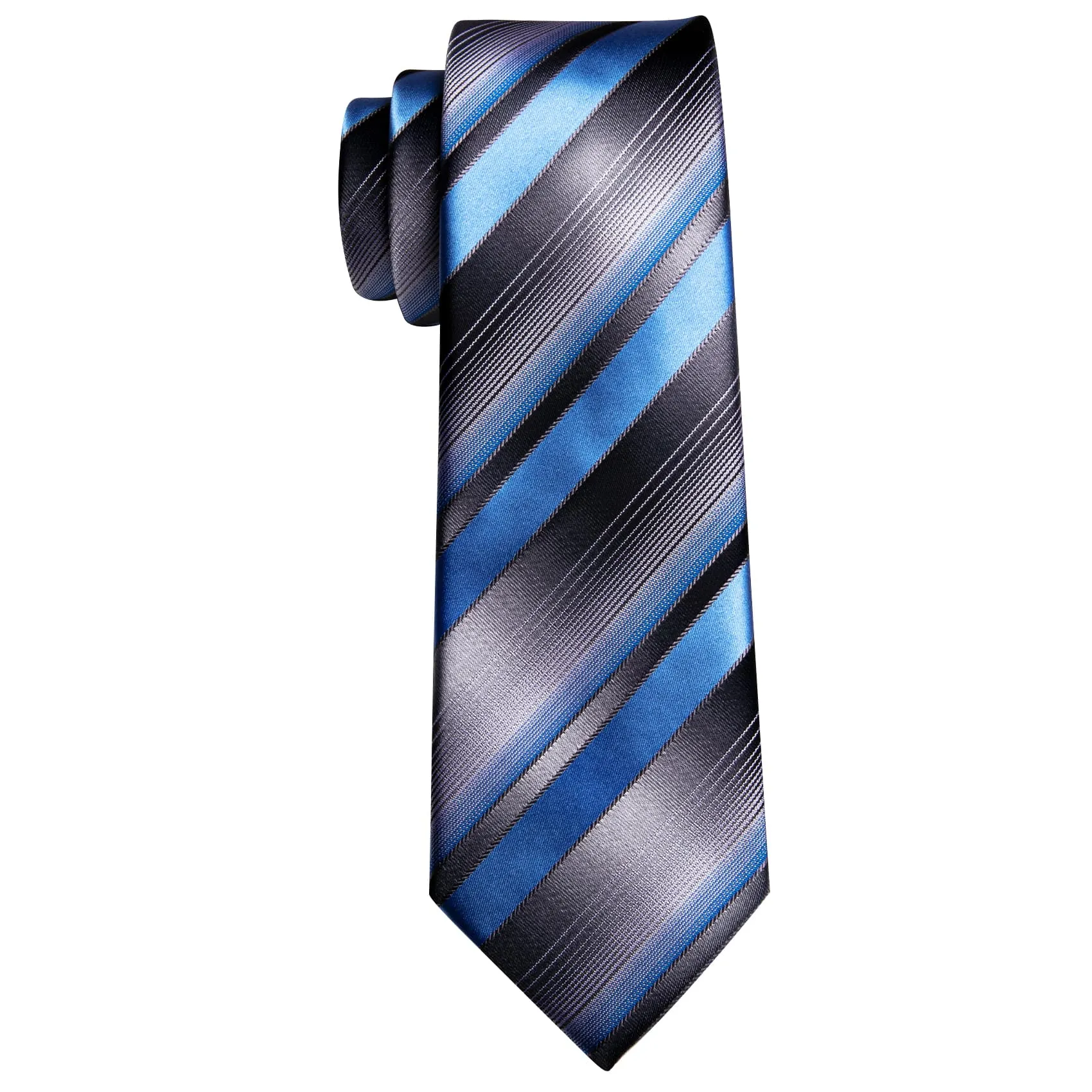 Ties2you Silk Necktie Blue Black Striped Pattern Mens Work Tie Set sold by Ties2You product image thumbnail 5