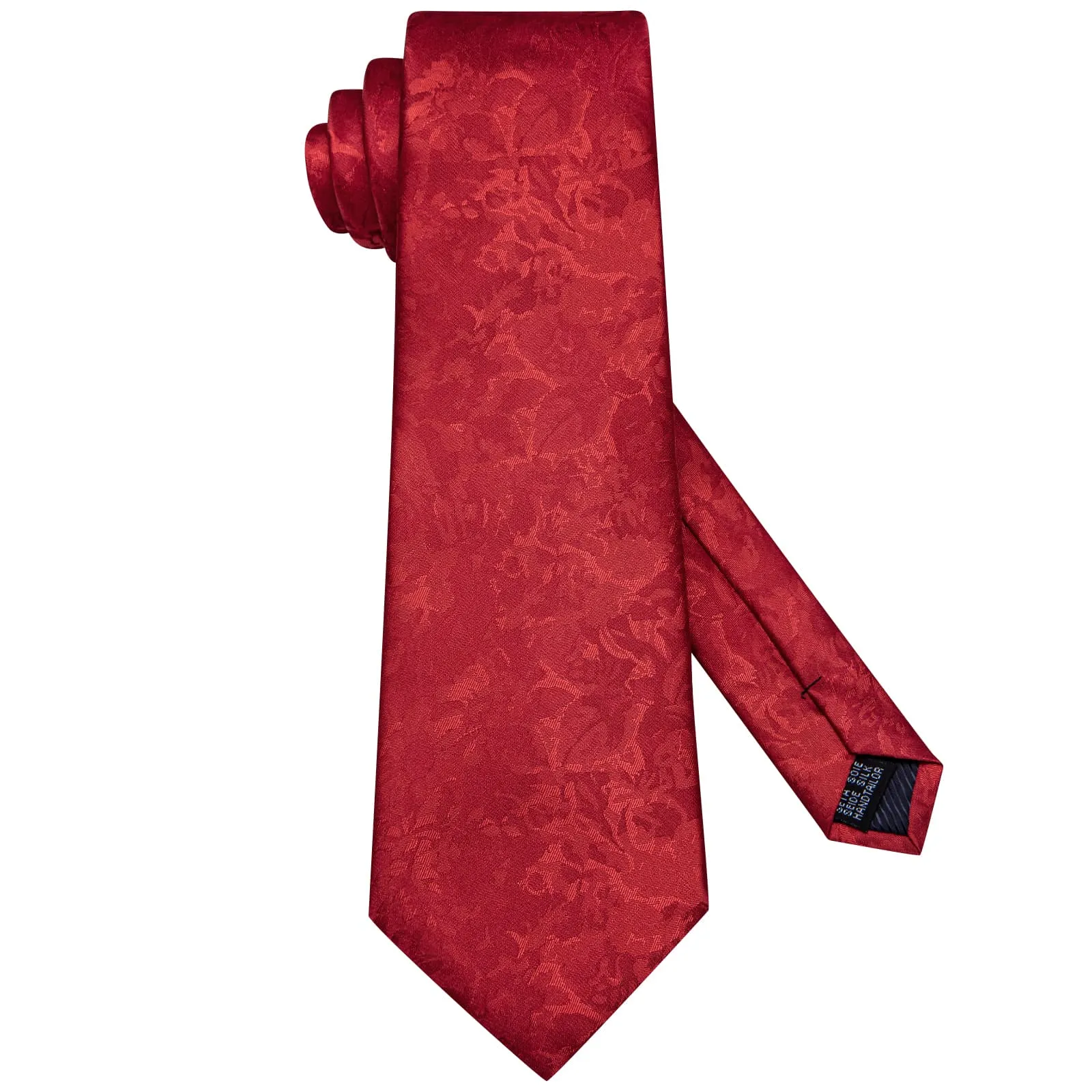 Ties2you Silk Necktie Burgundy Floral Mens Tie Pocket Square Cufflinks Set sold by Ties2You product image thumbnail 5