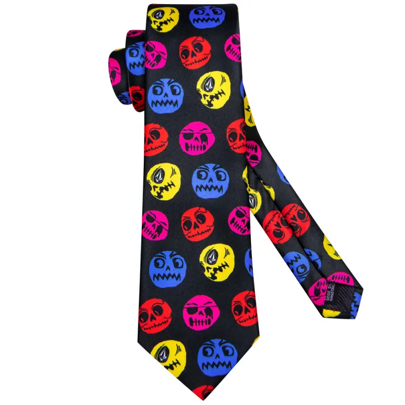 Halloween Necktie Skulls Novelty Men's Necktie Hanky Cufflinks Set sold by Ties2You