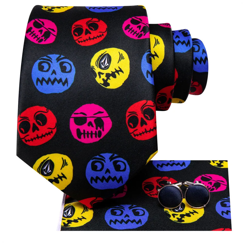 Halloween Necktie Skulls Novelty Men's Necktie Hanky Cufflinks Set sold by Ties2You product image thumbnail 2