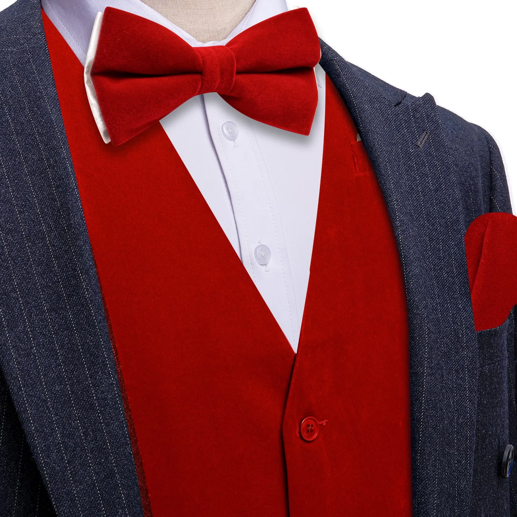 Ties2you Dress Vest Dark Red Solid V-Neck Mens Suede Leather Vest Waistcoat Bow Tie Set sold by Ties2You